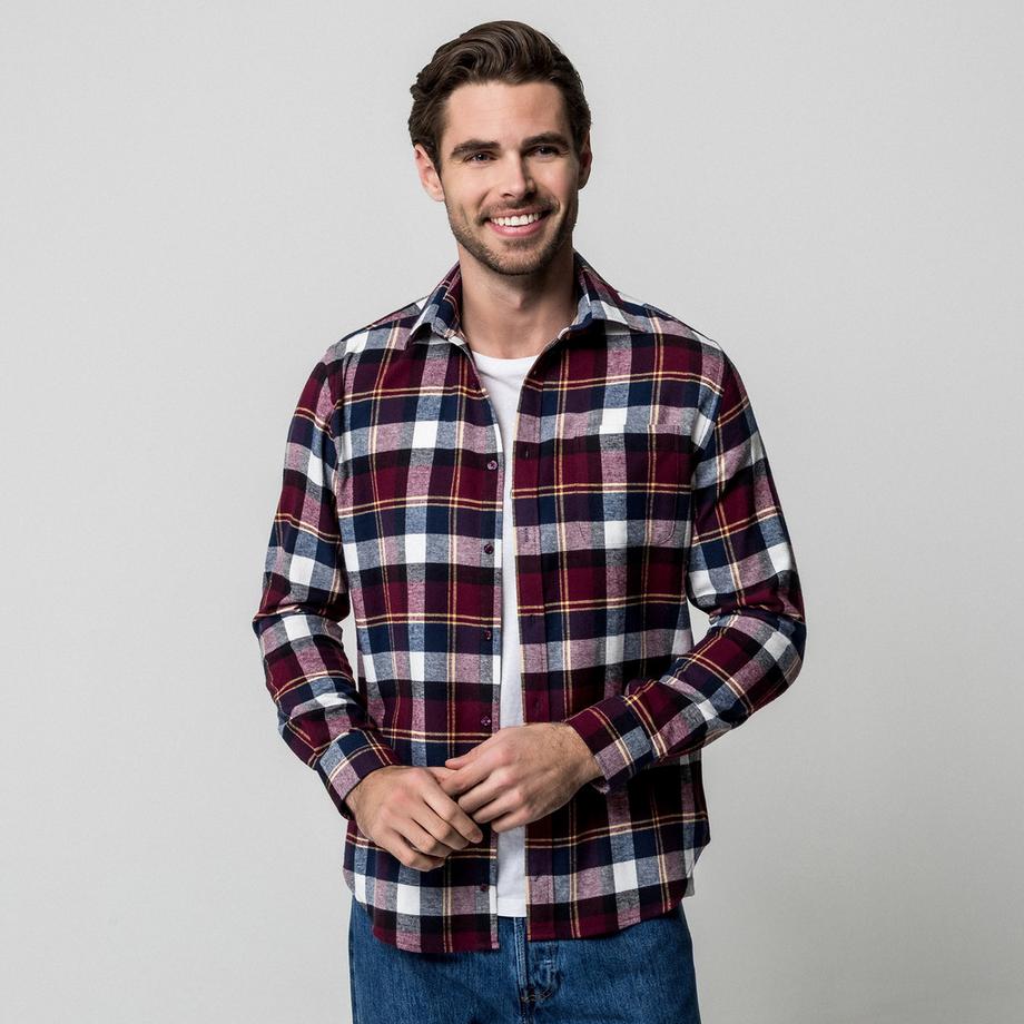 Manor Man Chemise à Carreaux Manches Longues Regular Fit  