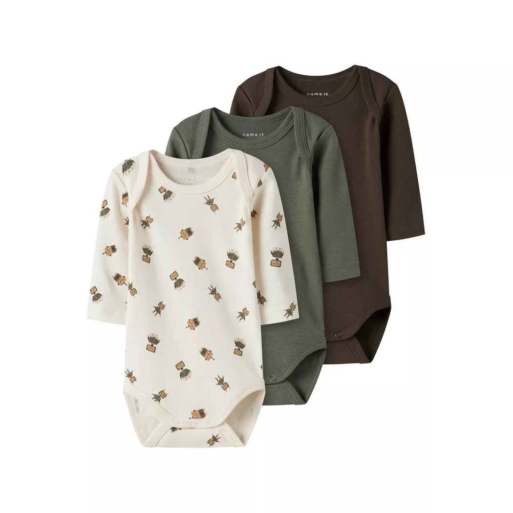 Name It - Body, 3er-Pack, 86, Khaki