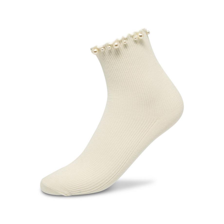 Manor Woman Quarter Curly Rib Pearls Chaussettes  