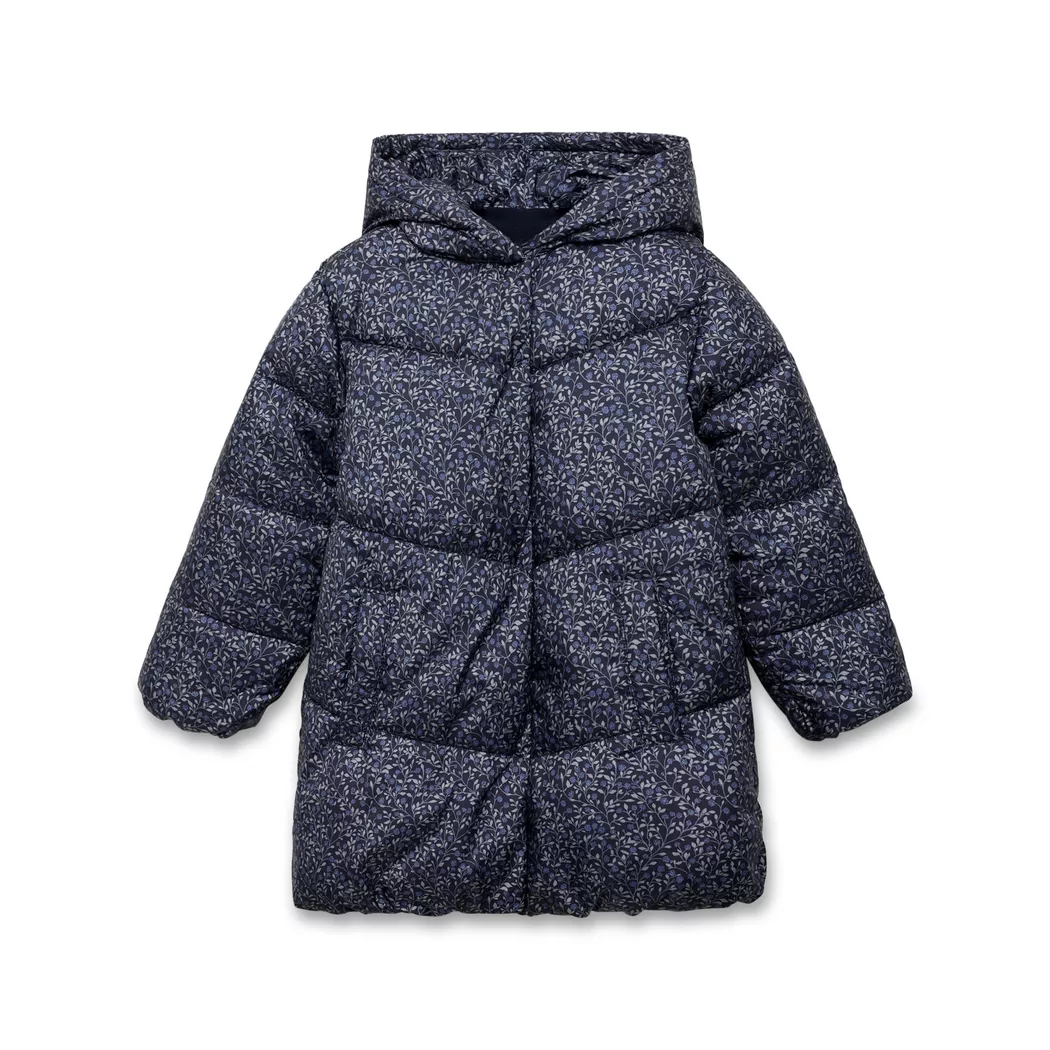 MANGO Kids - Anorak, Floraler Kapuzenanorak, 13A, Dunkelblau
