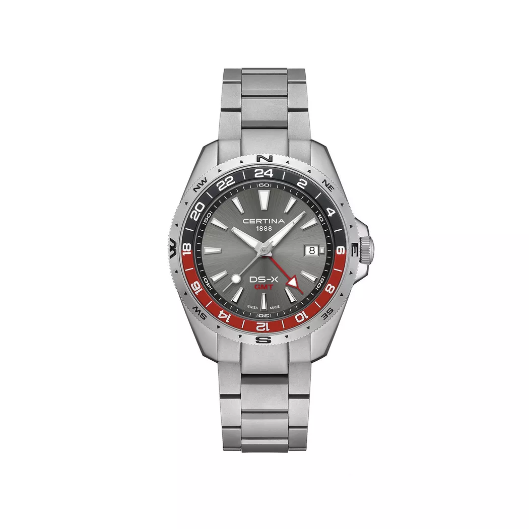 Certina - Analoguhr, Ds-x Gmt, 41mm, Silber