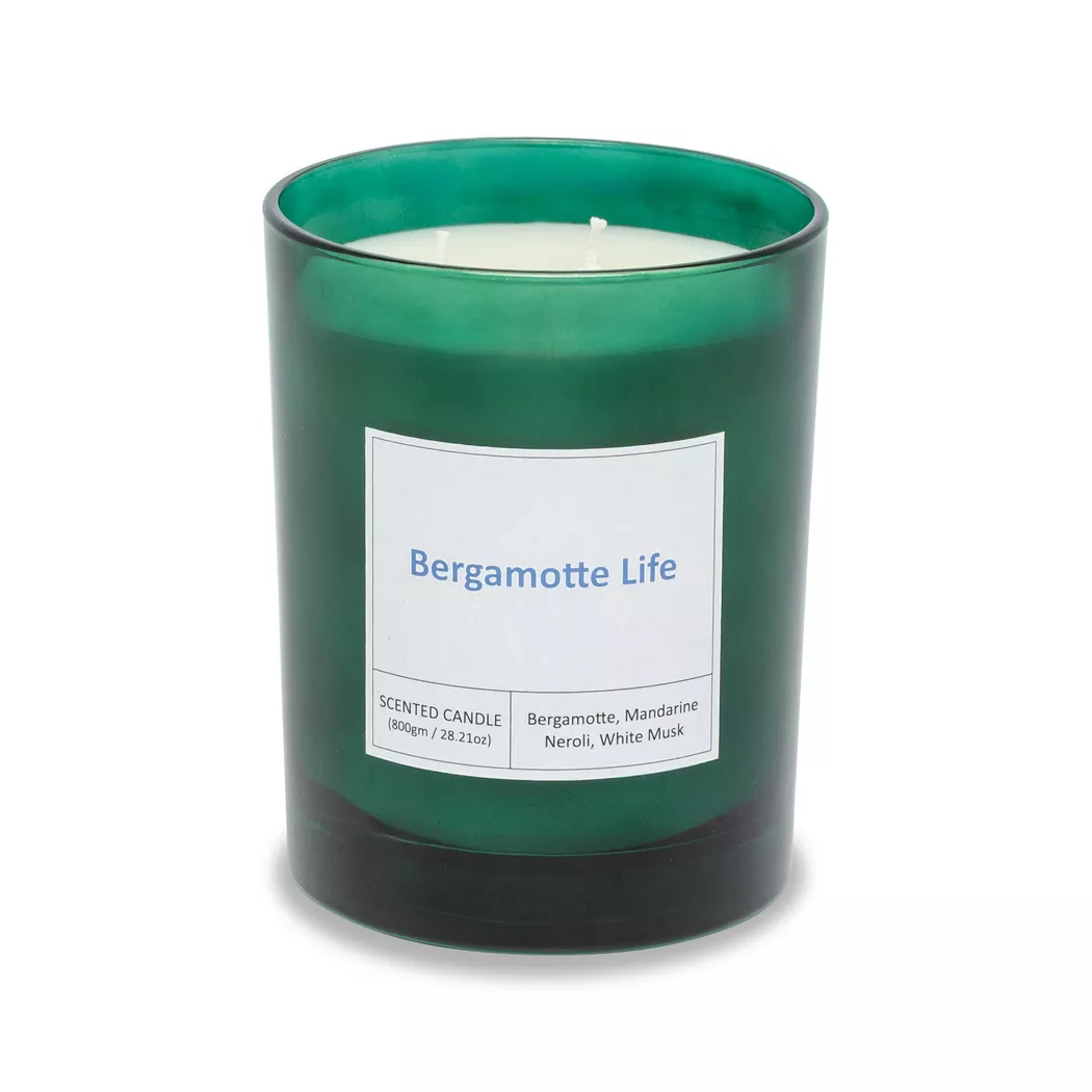 Manor Scented Candle Glass Green 800g