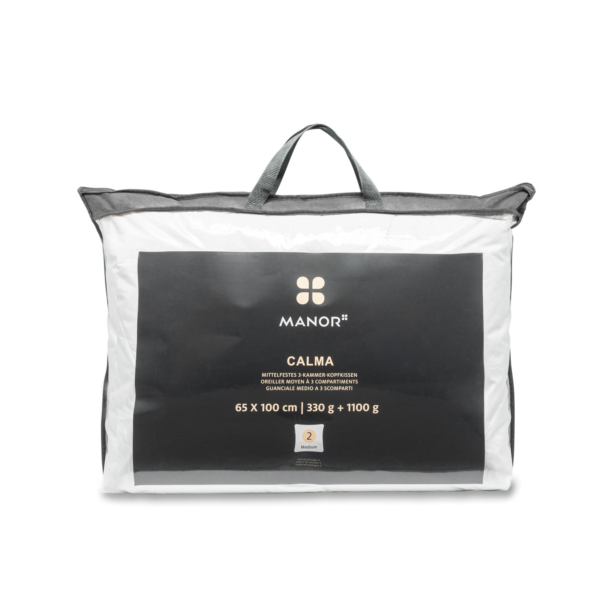 Manor Calma Mittelfestes 3-Kammer Daunen Federkissen  