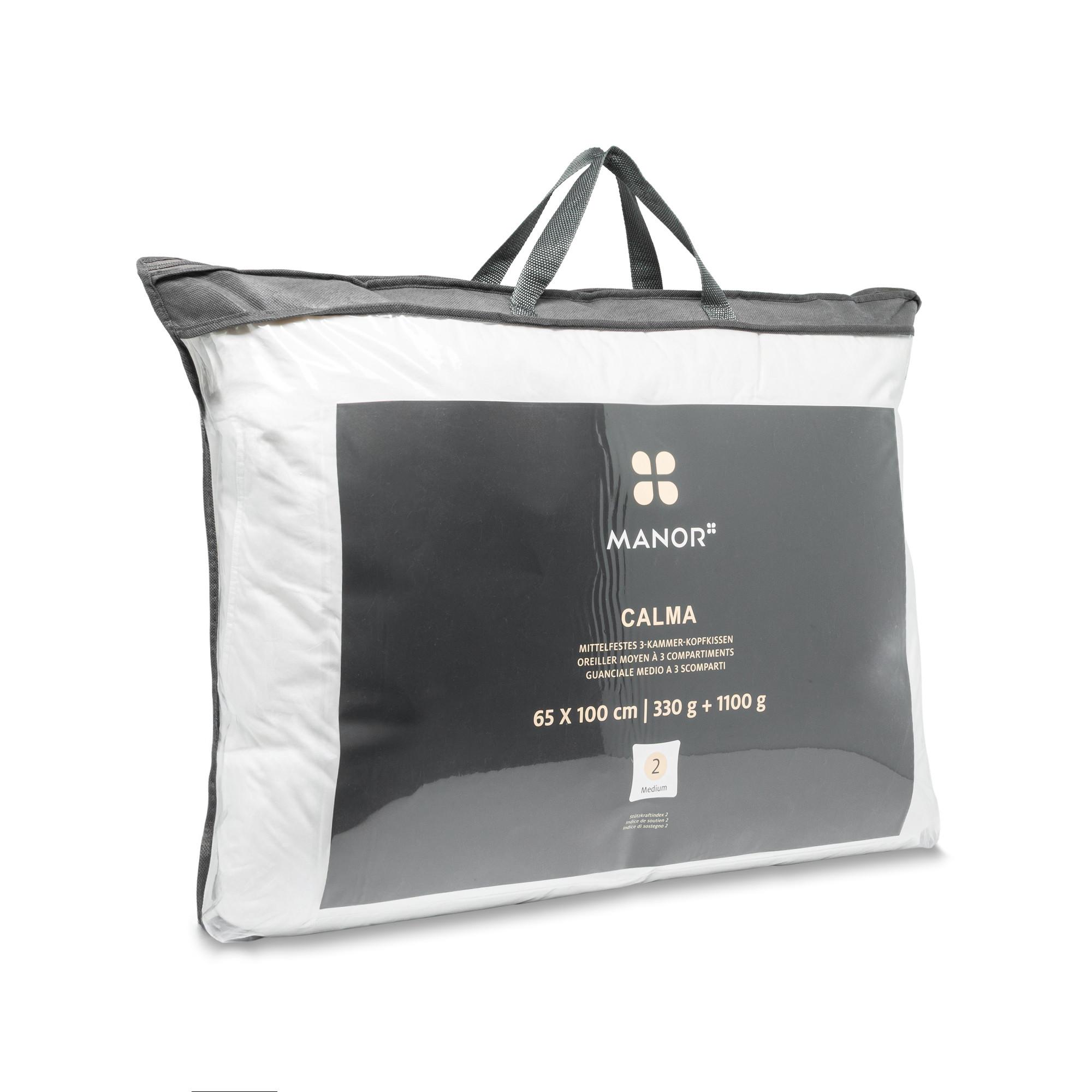 Manor Calma Mittelfestes 3-Kammer Daunen Federkissen  