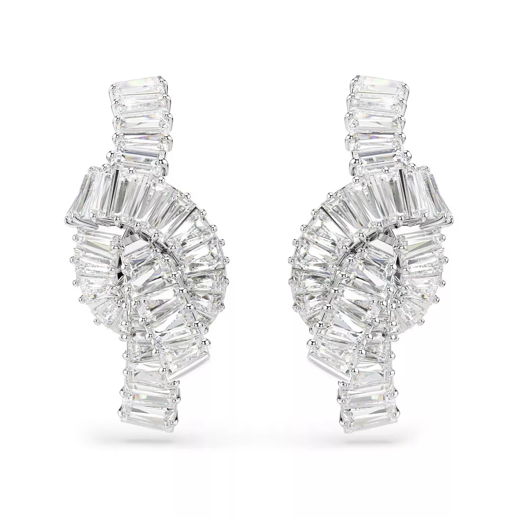 Paar Ohrstecker SWAROVSKI "Schmuck Geschenk Matrix Ohrringe", silber (metallfarben, kristallweiß, kristallweiß), Ohrringe, Damen, Metall, mit Swarovski Kristall, Swarovski Zirkonia (synth.) 4