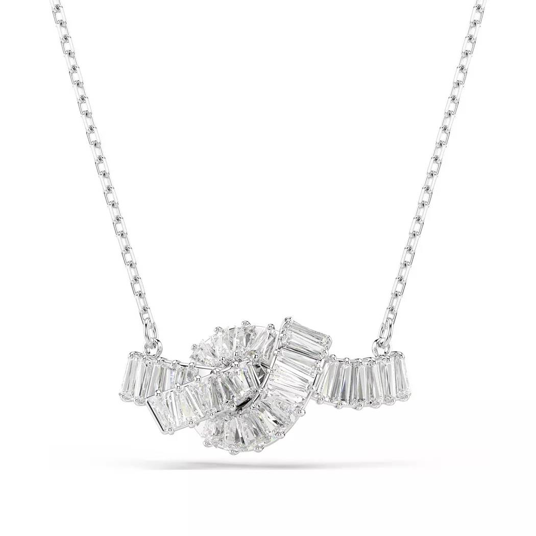 Kette mit Anhänger SWAROVSKI "Schmuck Geschenk Matrix Halskette", silber (metallfarben, kristallweiß), Halsketten, Damen, Metall, L: 49, mit Swarovski Zirkonia (synth.) 2
