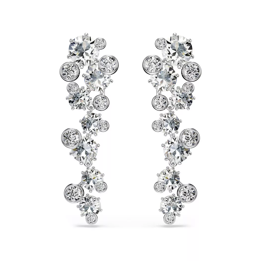 Paar Ohrstecker SWAROVSKI "Constella Pavé", silber (metallfarben, kristallweiß, kristallweiß), Ohrringe, Damen, 10,2mm, Metall, mit Swarovski Zirkonia (synth.) 3