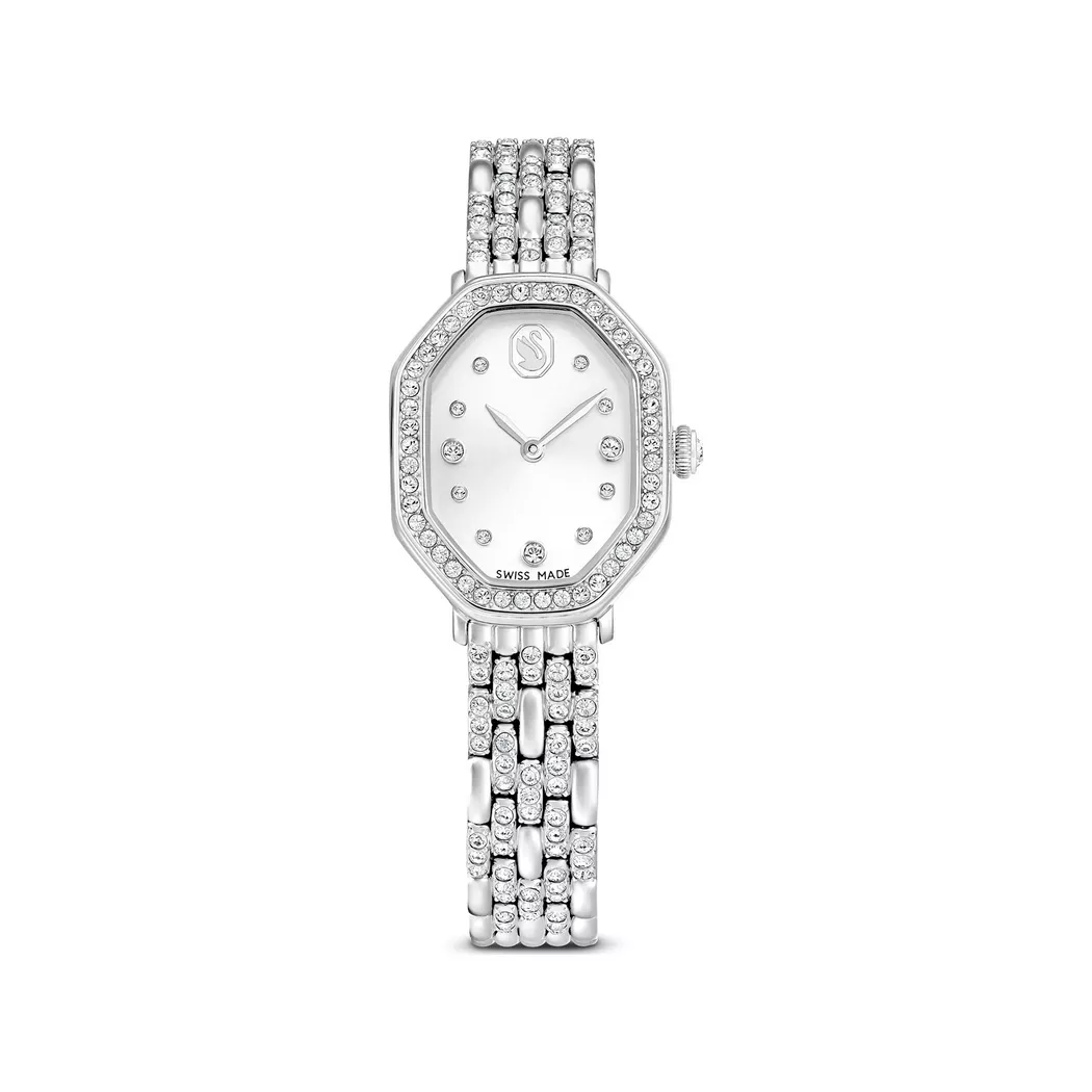 Quarzuhr SWAROVSKI "DEXTERA OCTAGON", silber (silberfarben), Armbanduhren, Damen, Quarzuhr, Armbanduhr, Damenuhr, Swiss Made, Edelstahlarmband, analog