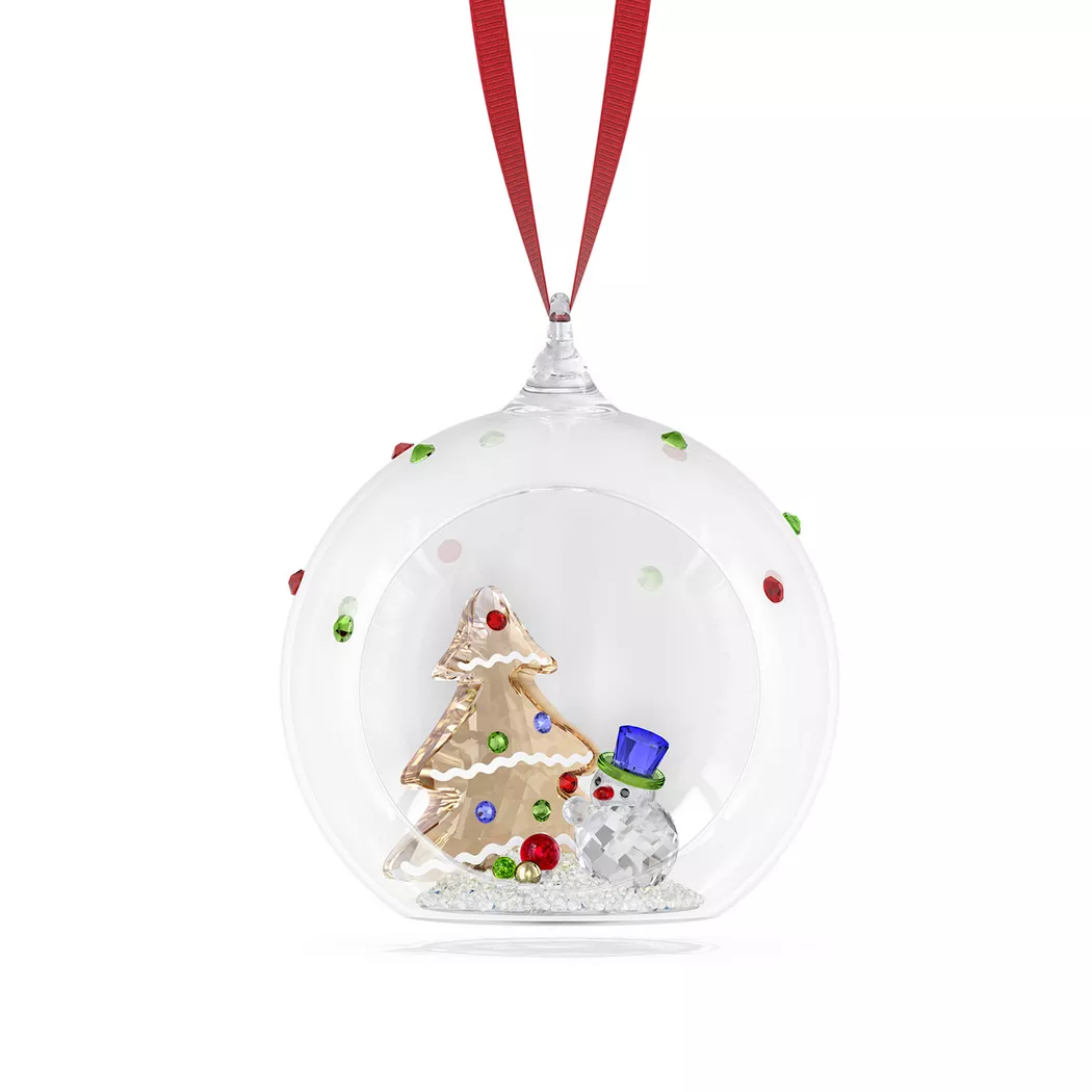 Dekohänger SWAROVSKI "Kristallfigur Sammelfigur Annual Edition Ornament 2025", grün (kristallweiß, goldfarben, grün), Dekohänger, Baumwolle, Kristallglas, Metall, Swarovski Kristall 2