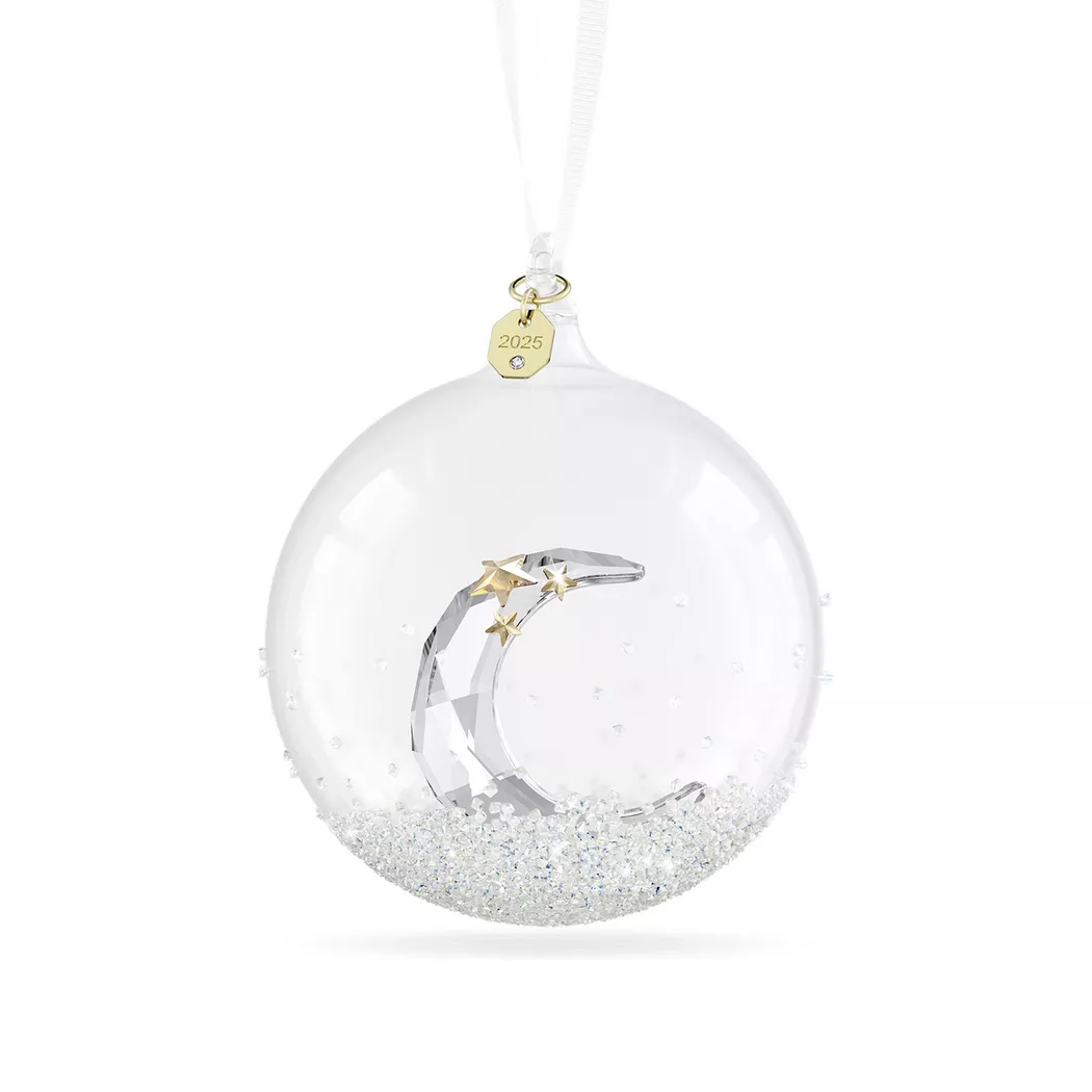 Dekohänger SWAROVSKI "Kristallfigur Sammelfigur Annual Edition Weihnachtskugel", weiß (kristallweiß, goldfarben, weiß), Dekohänger, Baumwolle, Kristallglas, Metall, Swarovski Kristall