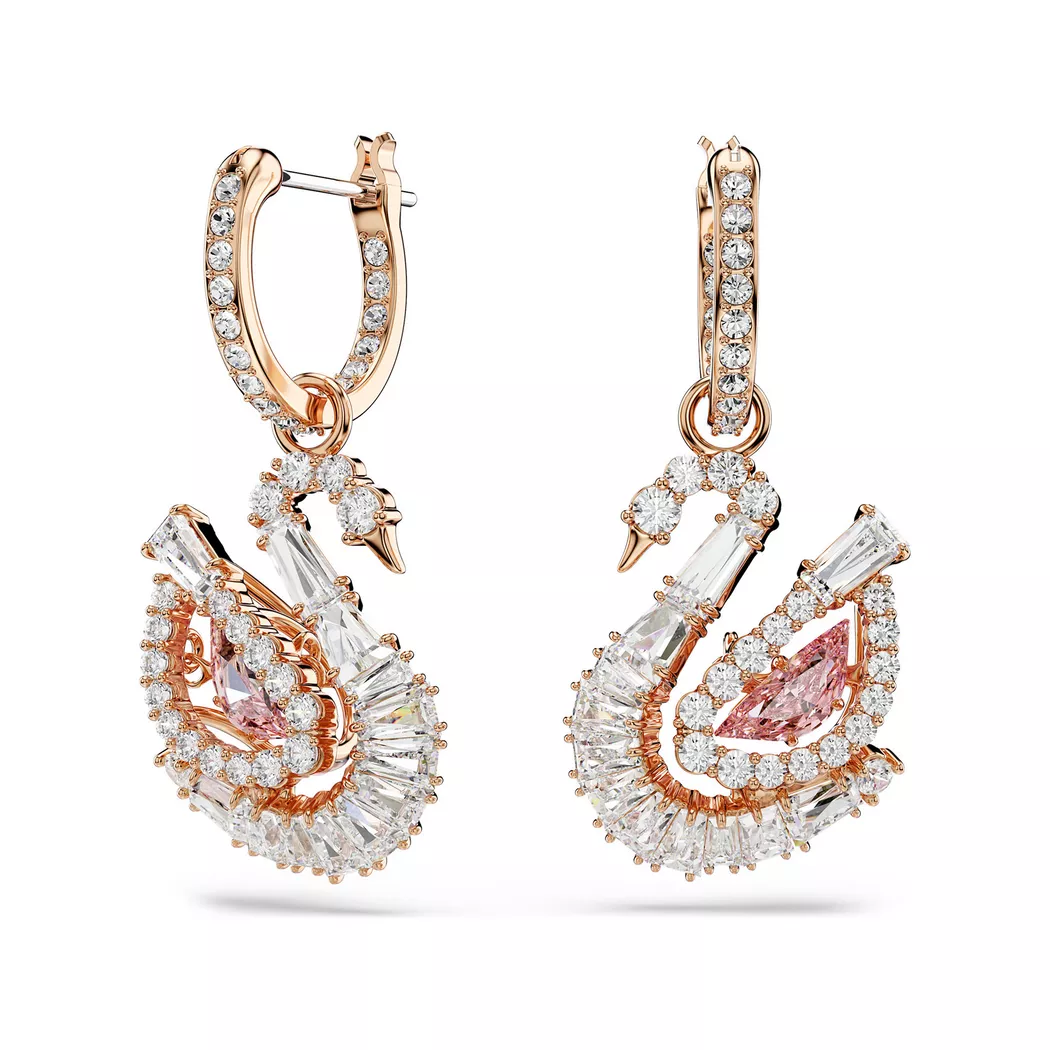 Swarovski - Ohrhänger, Swan, One Size, Roségoldfarben