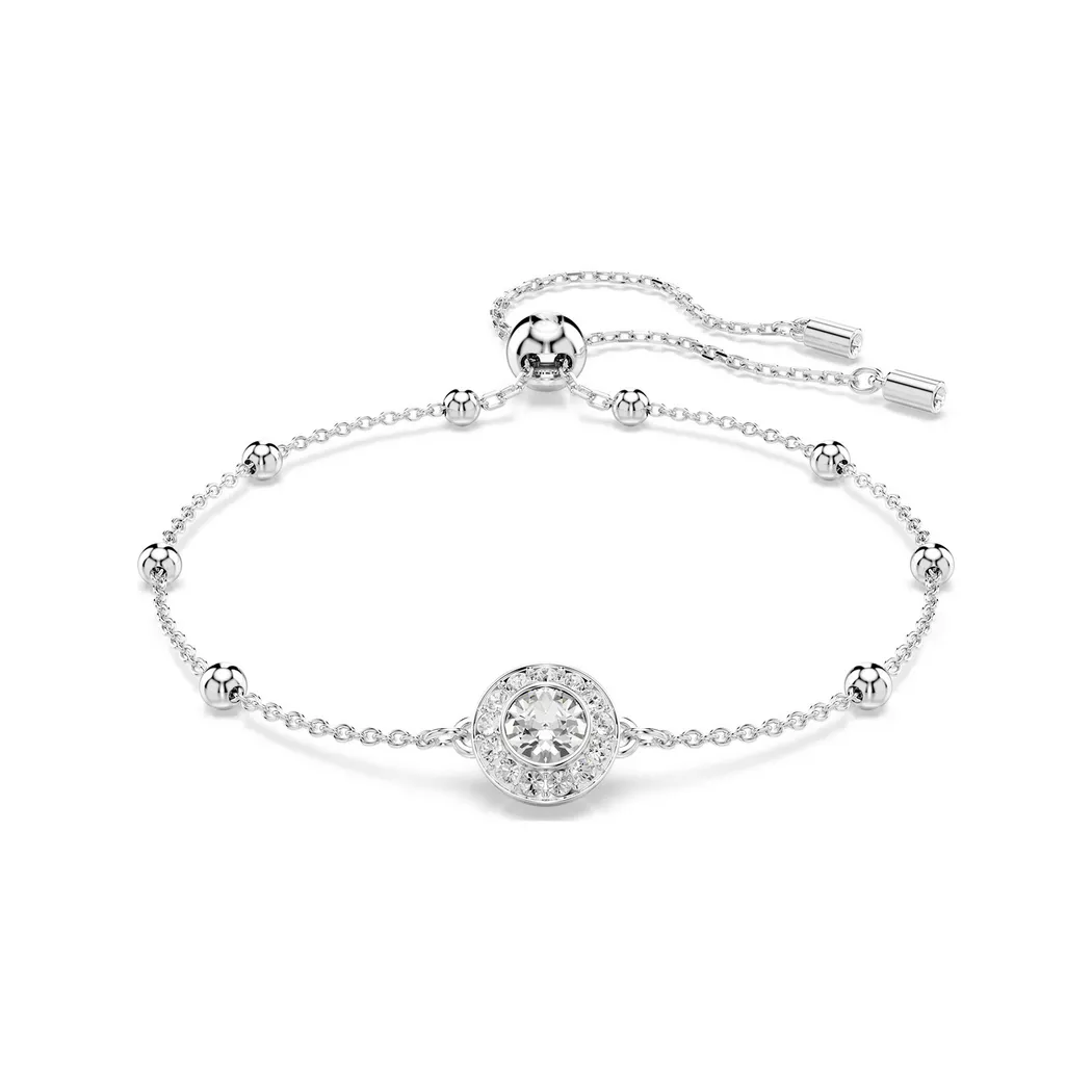 Una Angelic White Rhodium Plated Round Cut Crystal Bracelet