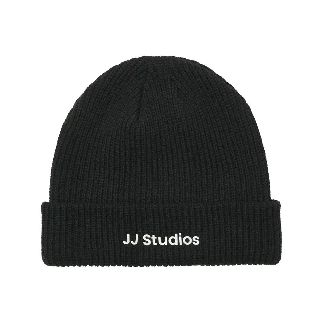 Beanie JACK & JONES "JACSOHO BEANIE SN", Herren, schwarz, Strick, Baumwollmischung, unifarben, Mützen Beanie 2