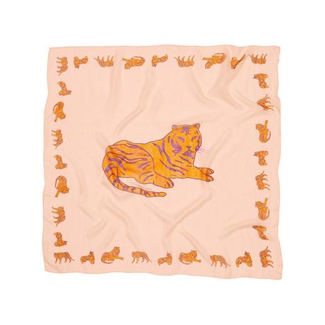 BECKSÖNDERGAARD Foulard en Soie Imprimé Tigre  