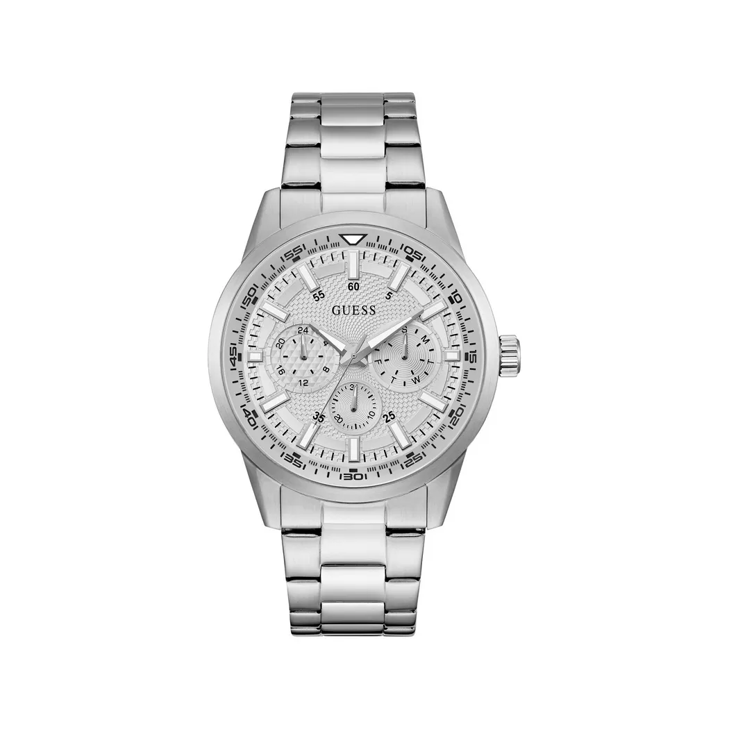 Guess - Analoguhr, Trey, 44mm, Silber