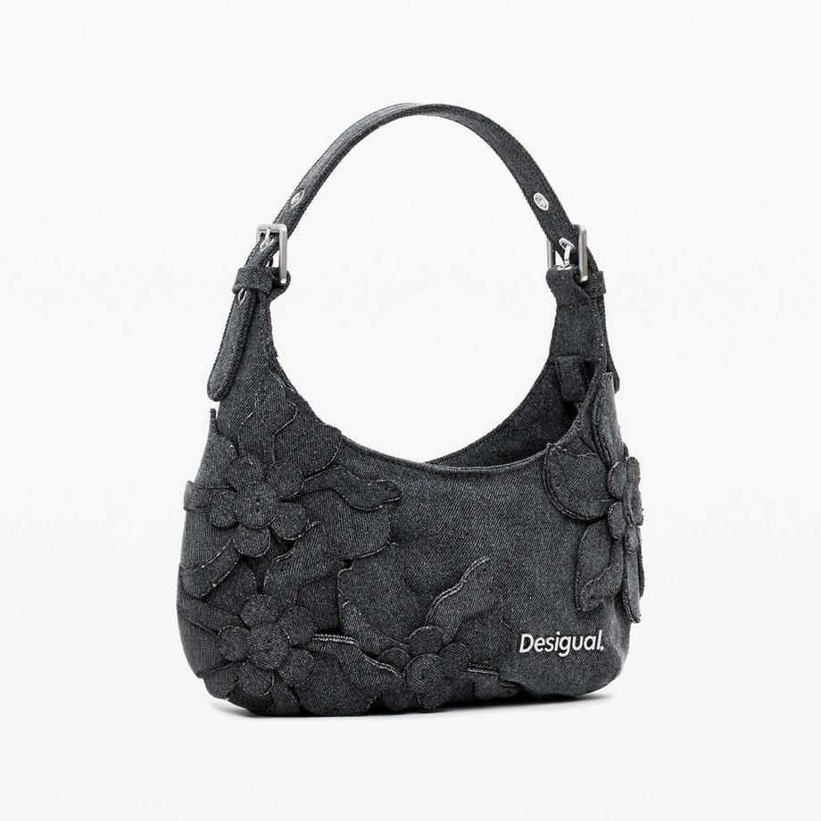Desigual Florale Denim Schultertasche  
