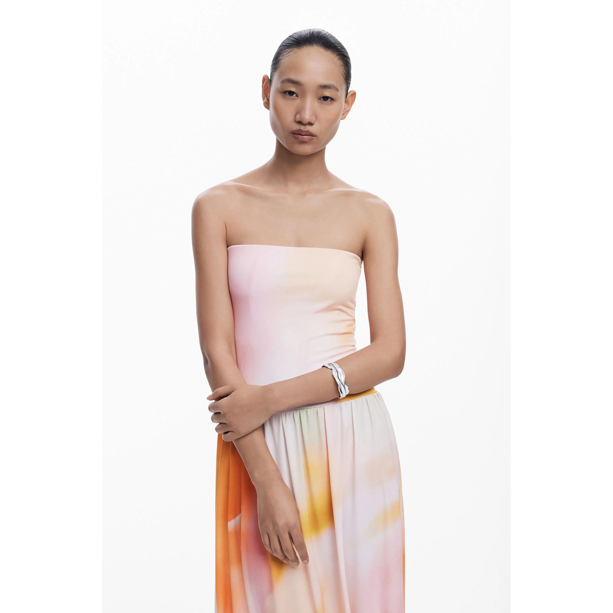 Desigual Abito Midi Off Shoulder Sfumato con Top Halterneck  