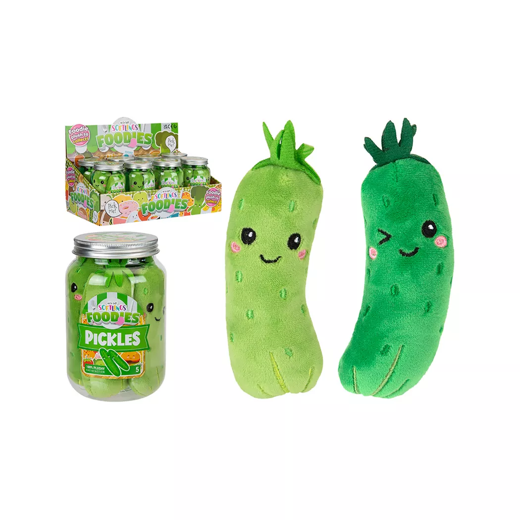 Sombo - Softlings Gurkenglas mit 5 Plüsch-Gurken, 13cm, Grün
