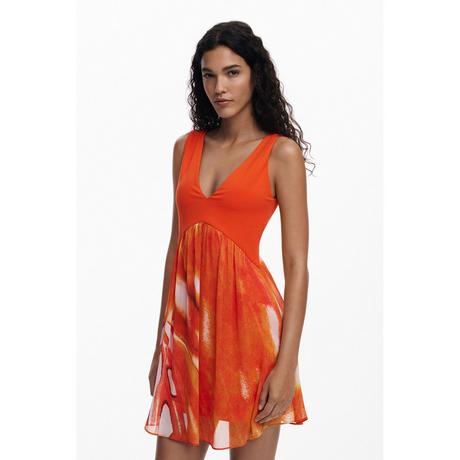 Desigual Robe Courte Sans Manches Col V  