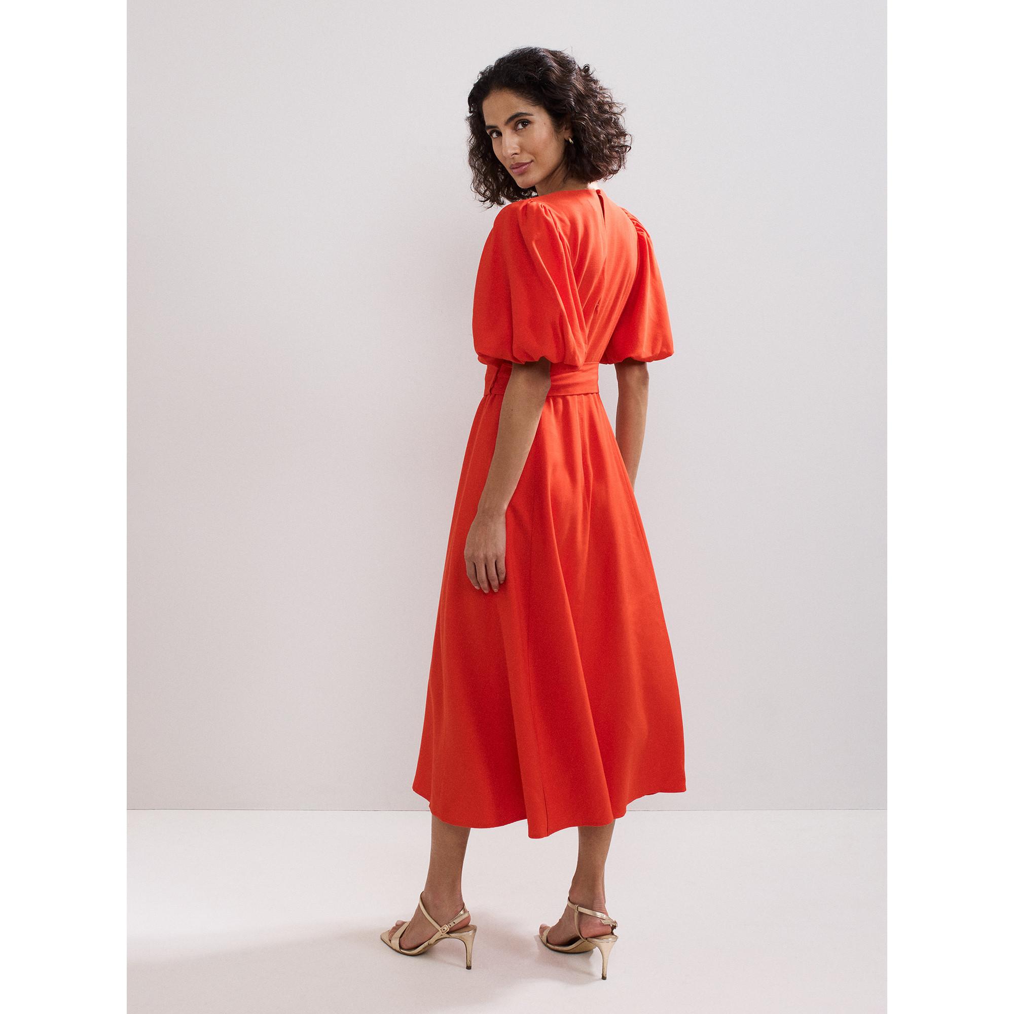 Phase Eight Abito Midi Maniche a Palloncino con Cintura  