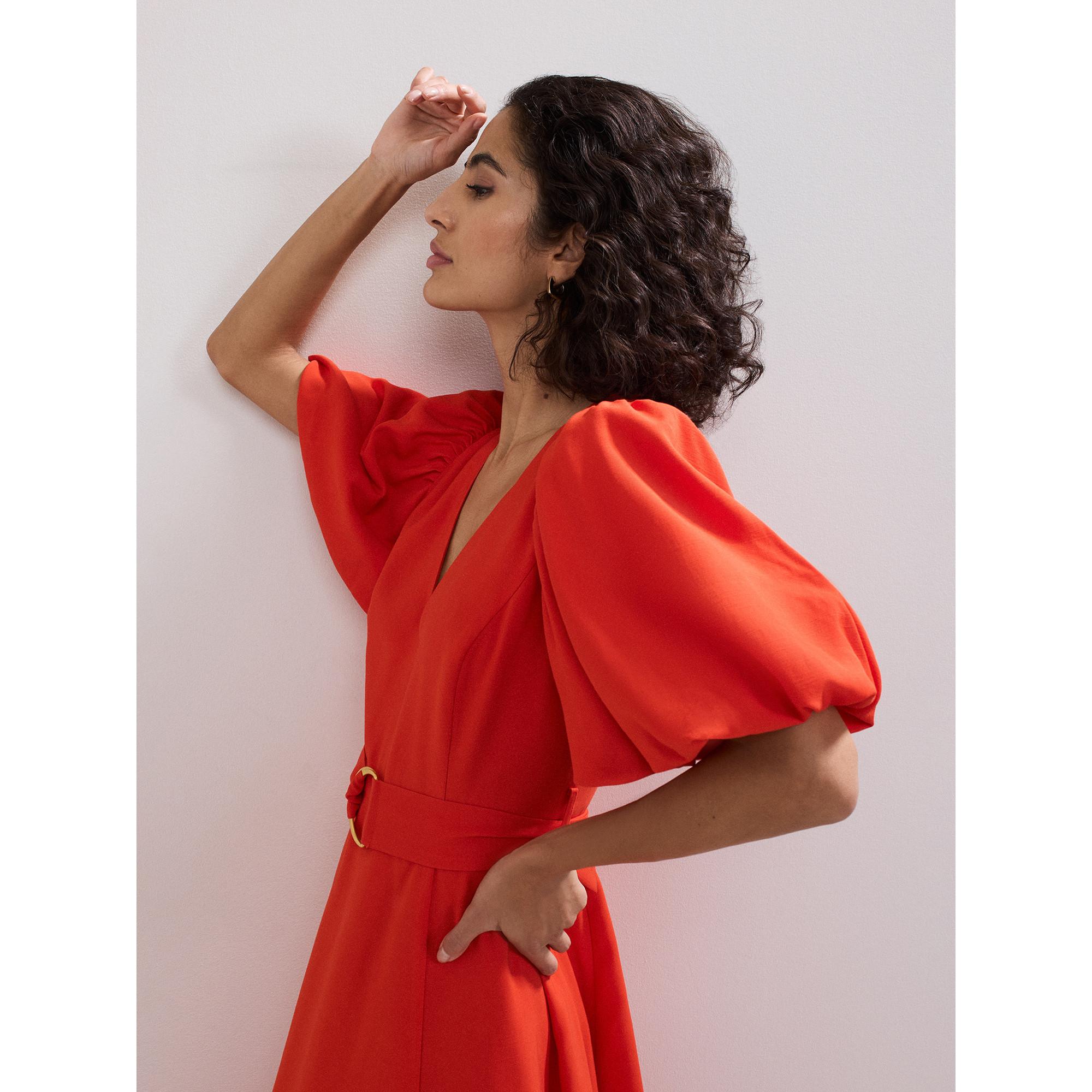 Phase Eight Abito Midi Maniche a Palloncino con Cintura  