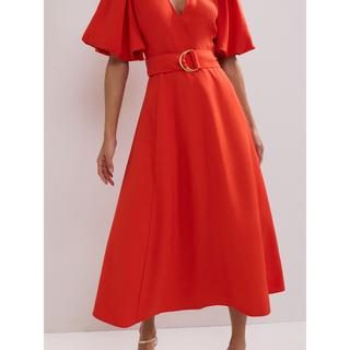 Phase Eight Abito Midi Maniche a Palloncino con Cintura  