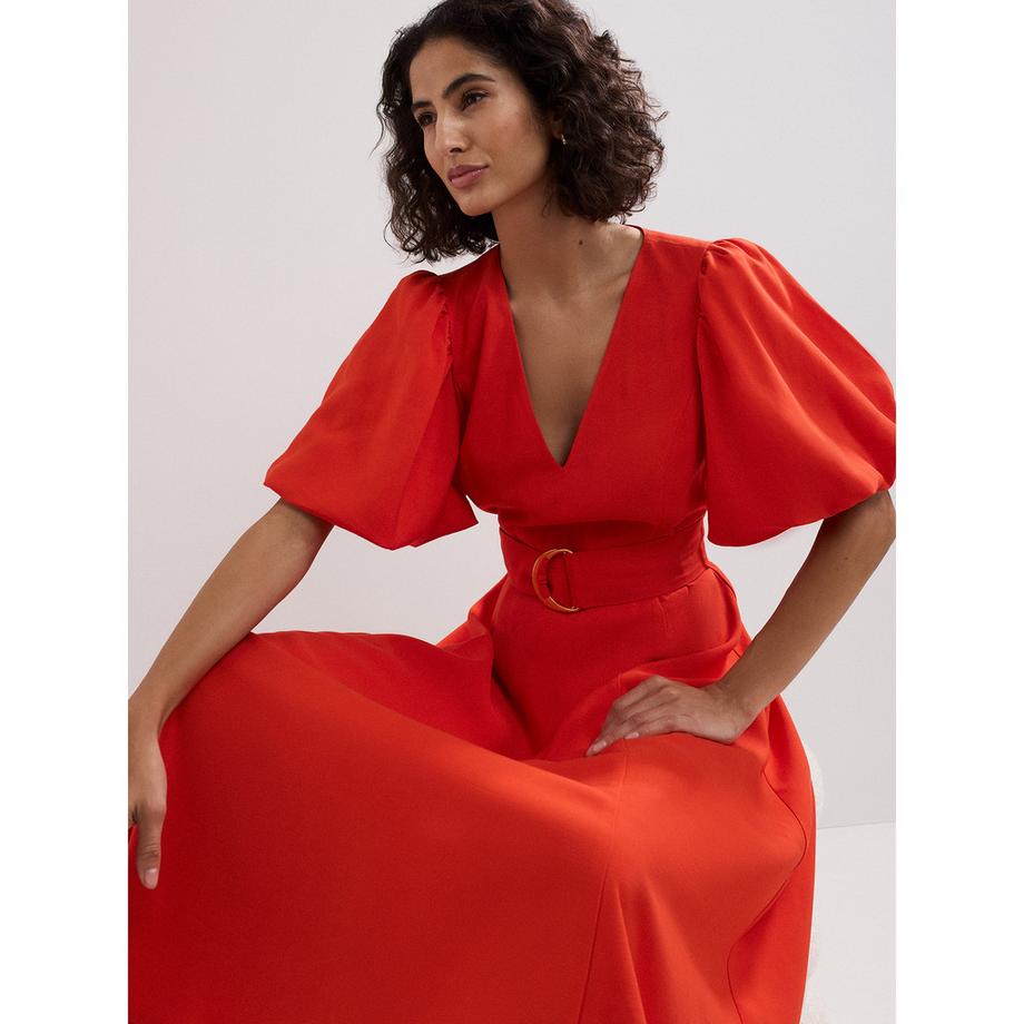 Phase Eight Abito Midi Maniche a Palloncino con Cintura  