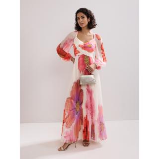 Phase Eight Abito Lungo Plissettato Stampa Floreale  