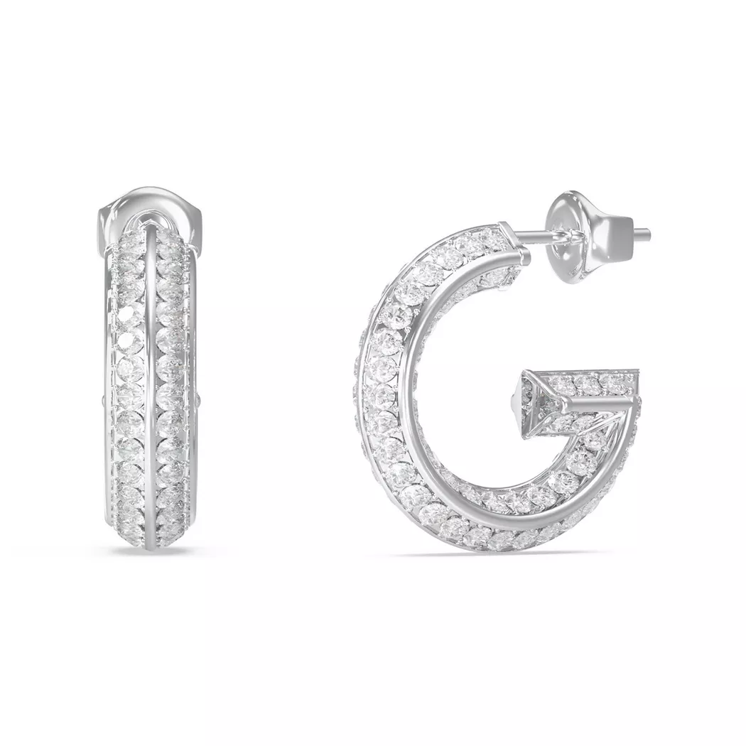 Guess - Ohrringe, G Crystal, 20mm, Silber
