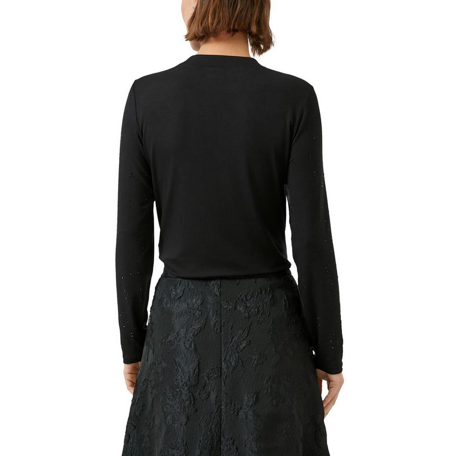 S. Oliver Black Label Langarm T-Shirt mit Stehkragen  