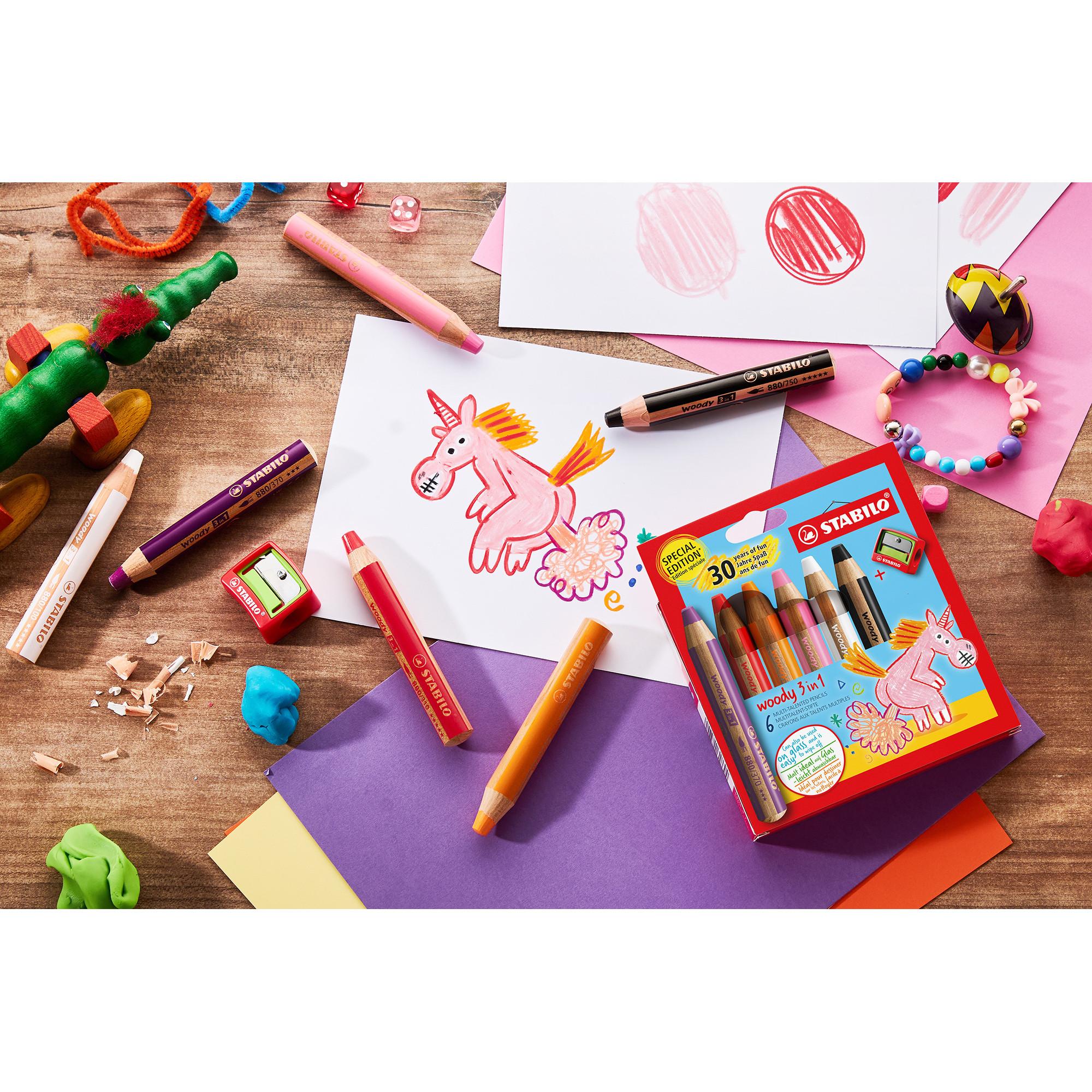 STABILO Jeu de crayons de couleur Woody 3in1 Unicorn 