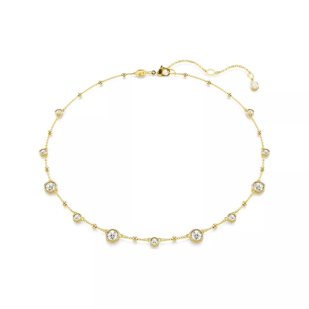 Kette mit Anhänger SWAROVSKI "Schmuck Geschenk Halskette Imber", gold (gelbgoldfarben, kristallweiß), Halsketten, Damen, Metall, L: 45, mit Swarovski Zirkonia (synth.)