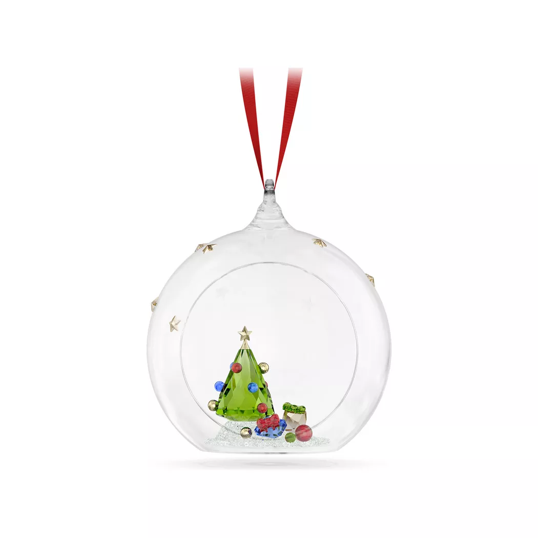 Dekohänger SWAROVSKI "Kristallfigur Sammelfigur Annual Edition Ornament 2025", grün (kristallweiß, goldfarben, grün), Dekohänger, Baumwolle, Kristallglas, Metall, Swarovski Kristall 6