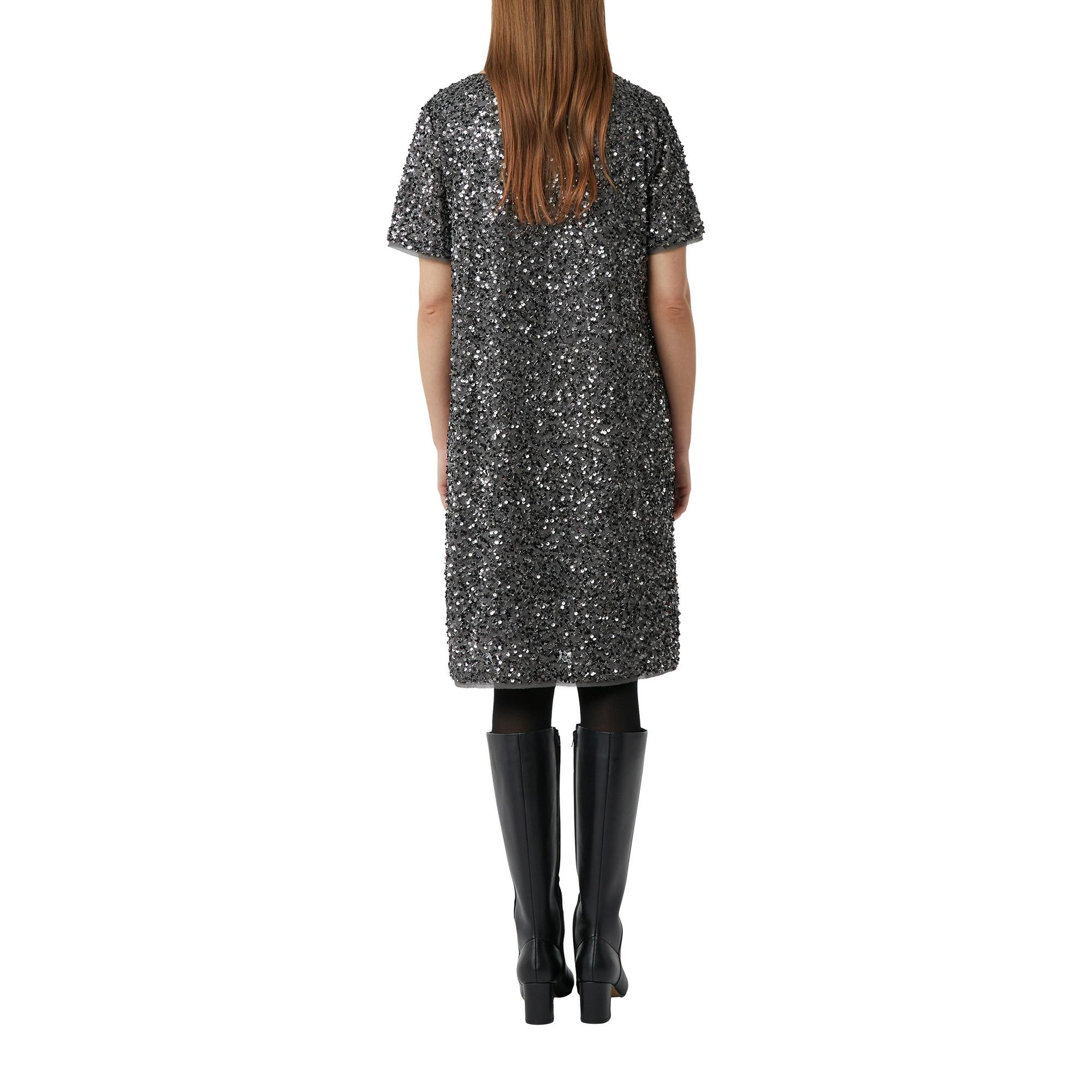 Comma Vestito Midi Paillettes Maniche Corte  