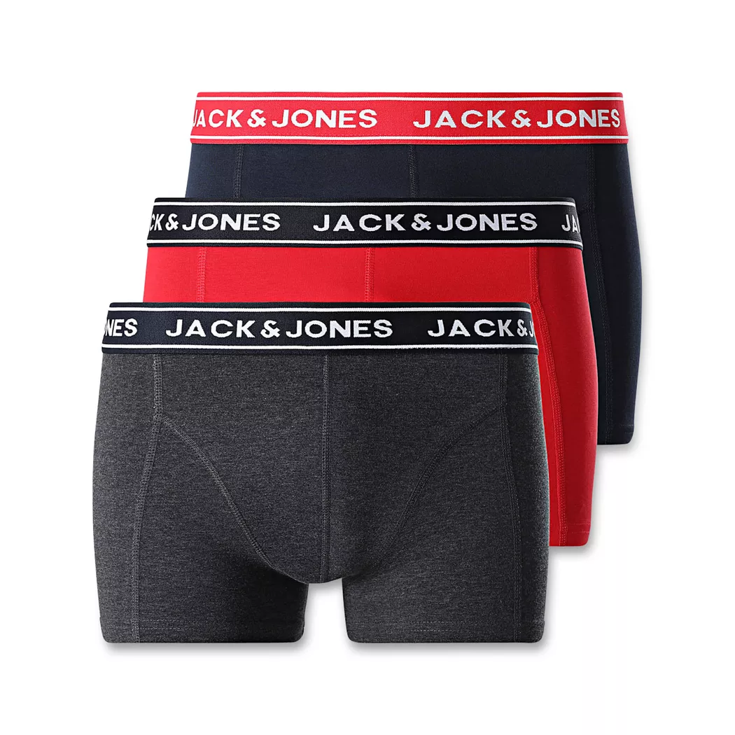 Webboxer JACK & JONES "Web-Boxershorts JACMILANO WOVEN BOXERS 3 PACK 3er Pack", Herren, Gr. XL, schwarz (schwarz, grau), Obermaterial: 100% Baumwolle CO., Unterhosen 5