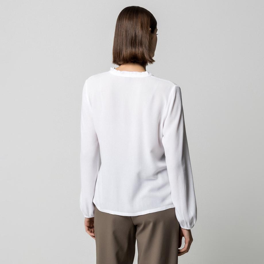 Manor Woman Chemisier à manches longues avec col montant à volants  