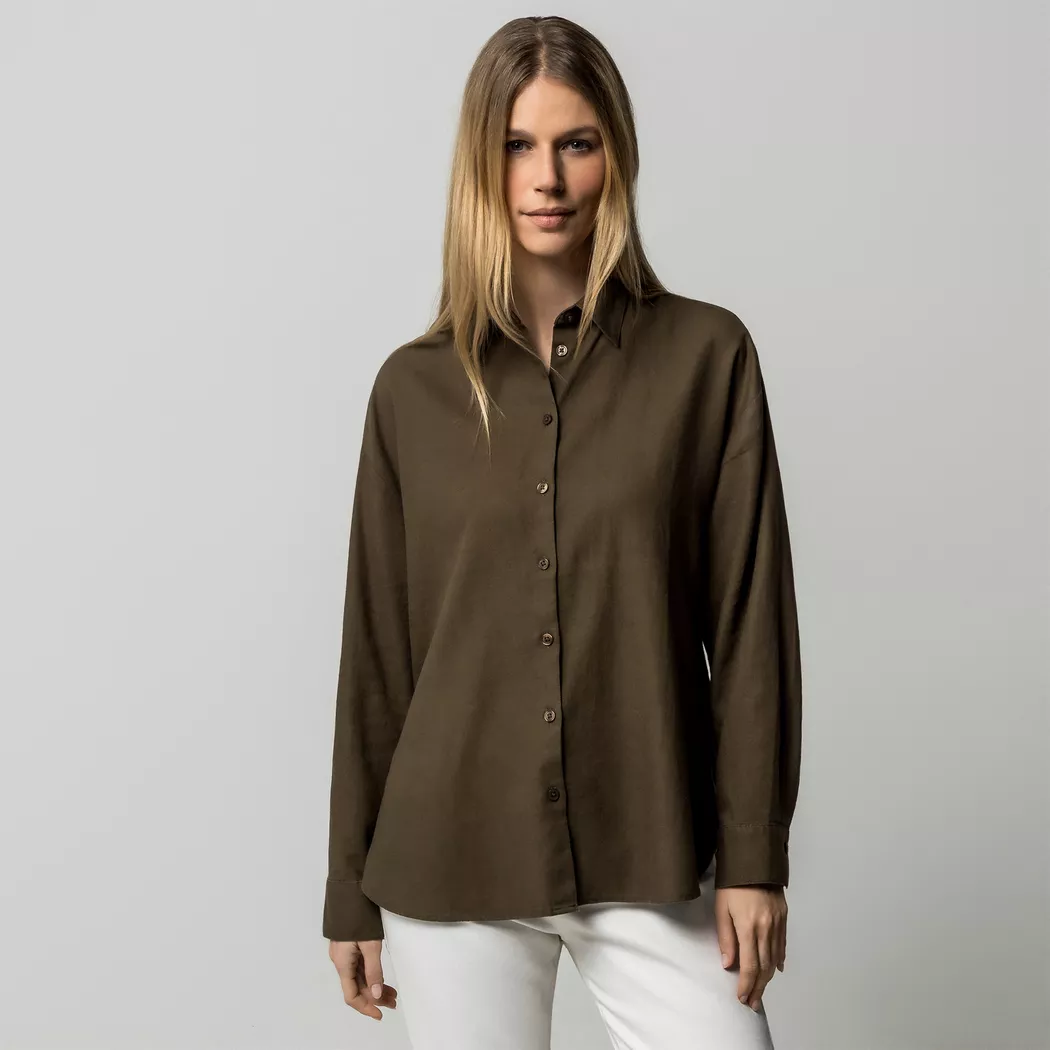 Manor Woman - Leinenbluse, für Damen, Dunkelgrün, Größe 36