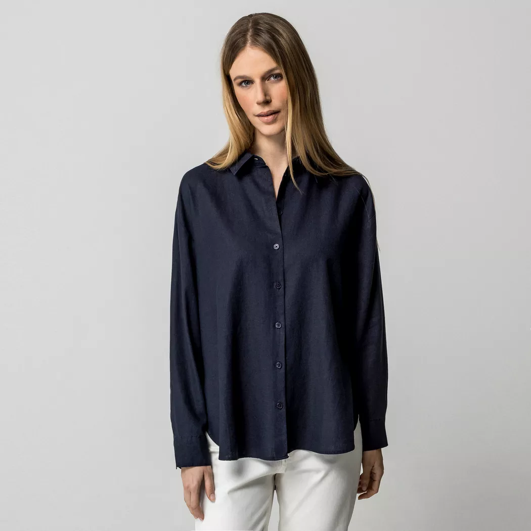 Manor Woman - Leinenbluse, für Damen, Dunkelblau, Größe 46