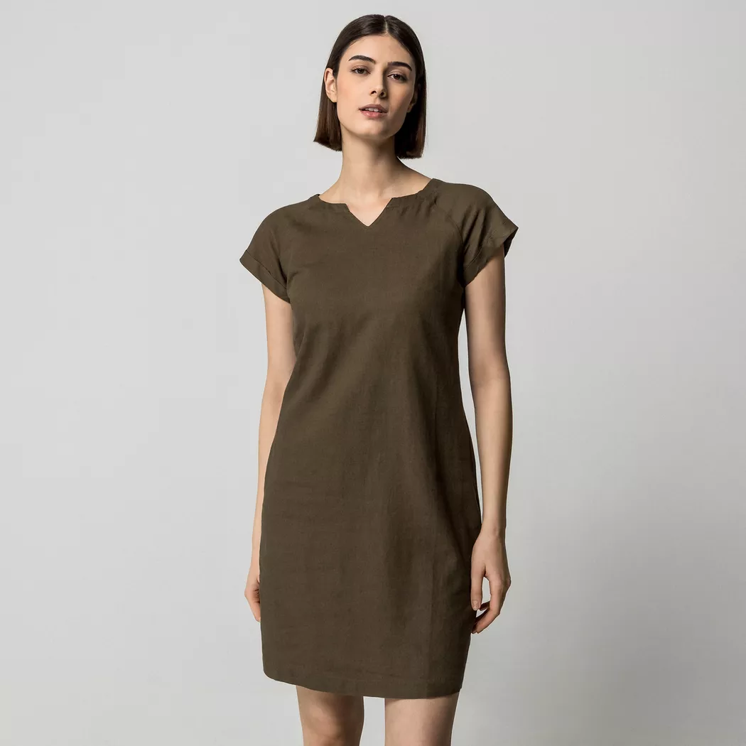 Manor Woman - Leinenkleid, für Damen, Dunkelgrün, Größe 44