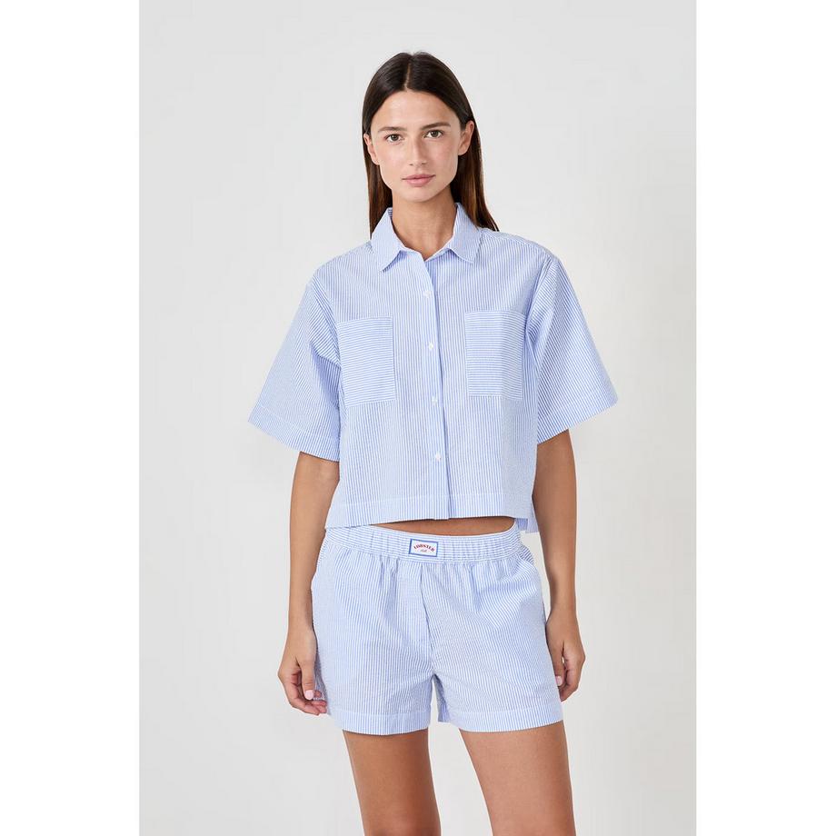 Etam Camicia a Righe Maniche Corte  