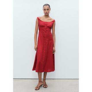 MANGO Bliss Robe Midi Sans Manches Coupe A-Ligne  