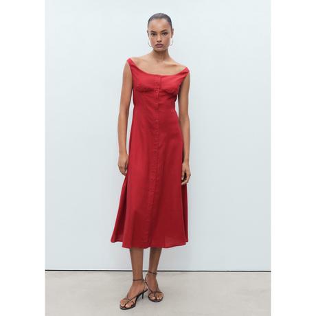 MANGO Bliss Robe Midi Sans Manches Coupe A-Ligne  