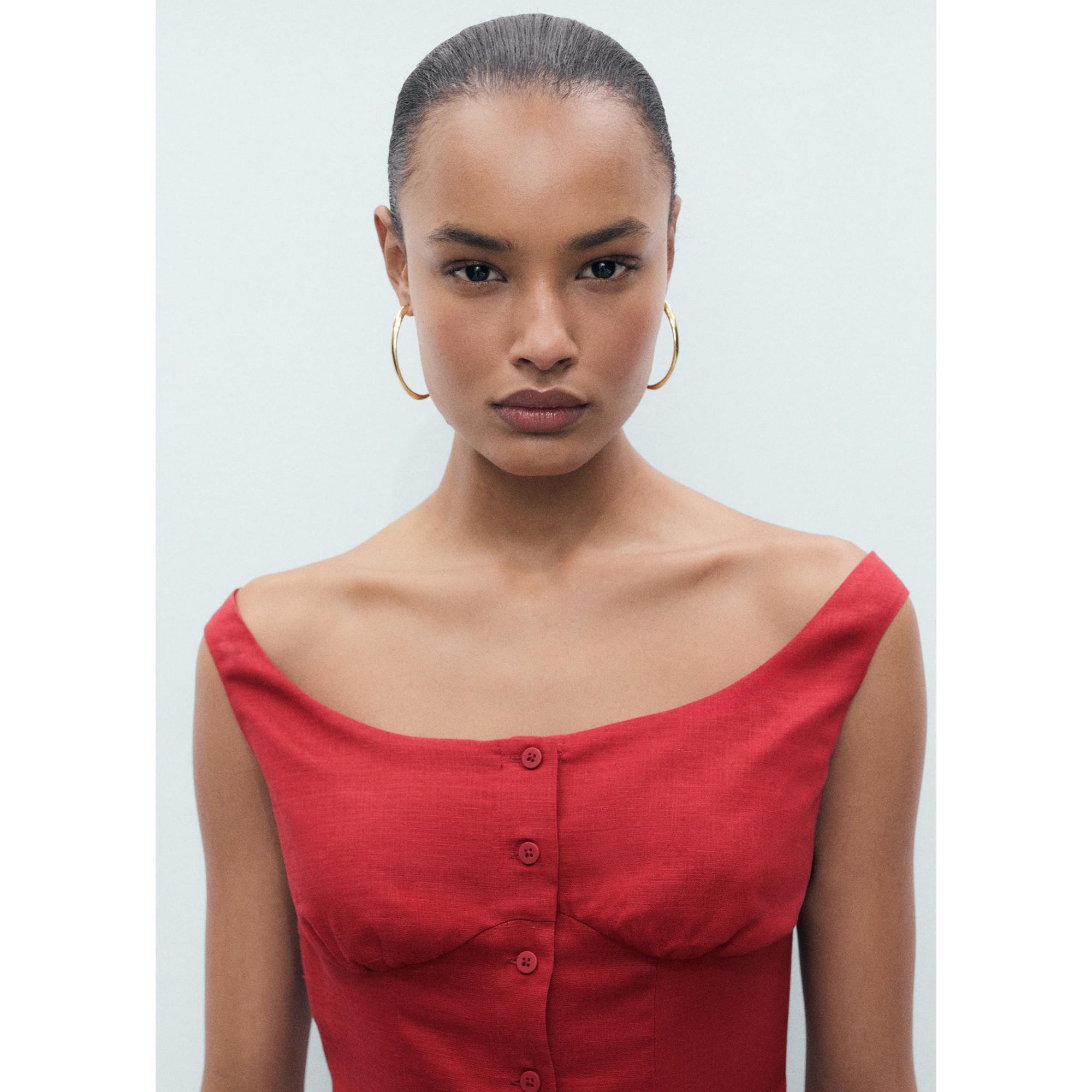 MANGO Bliss Robe Midi Sans Manches Coupe A-Ligne  