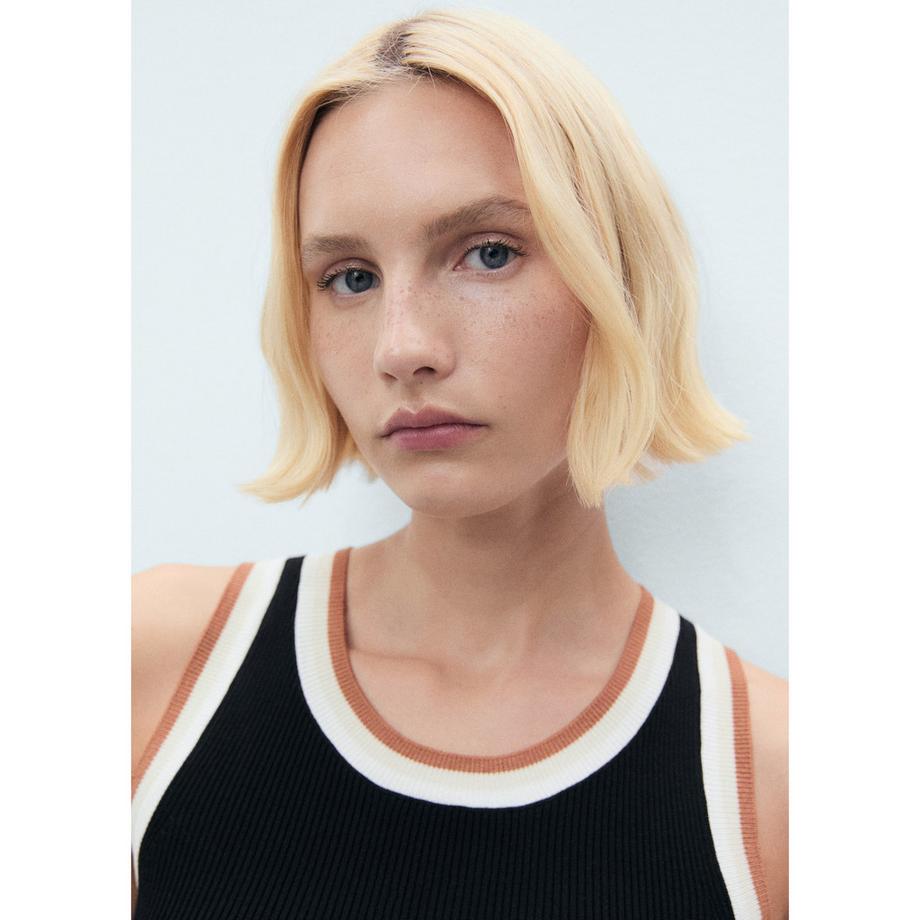 MANGO CROCHI Geripptes gestreiftes Tanktop  