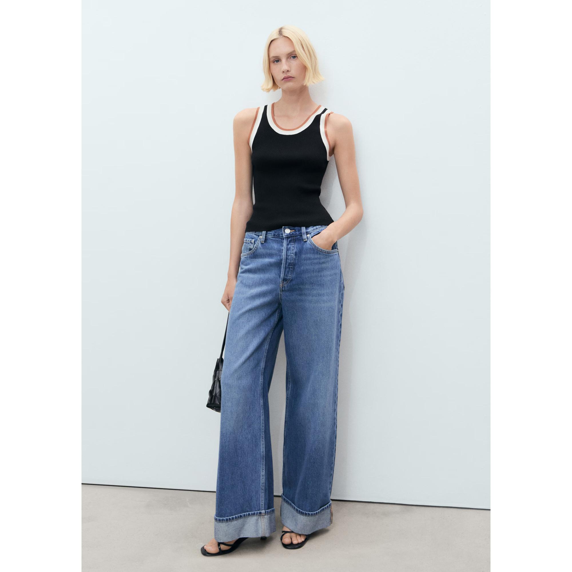 MANGO CROCHI Débardeur Côtelé Rayé  