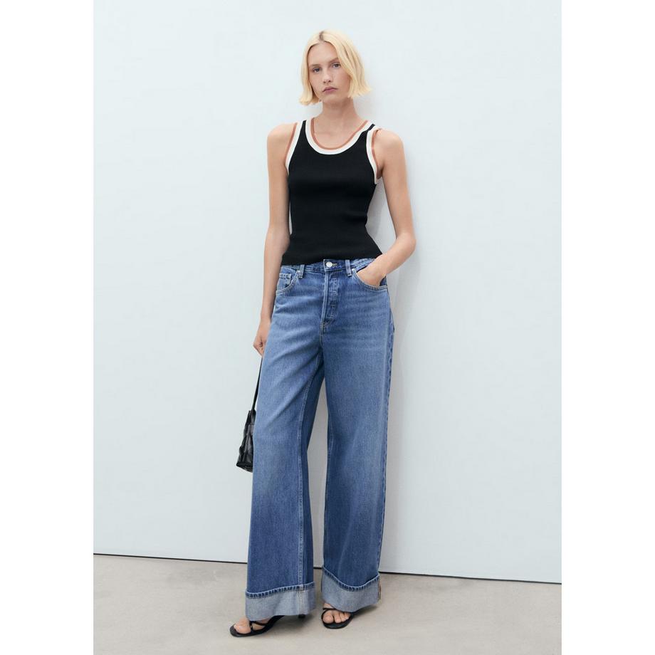 MANGO CROCHI Geripptes gestreiftes Tanktop  