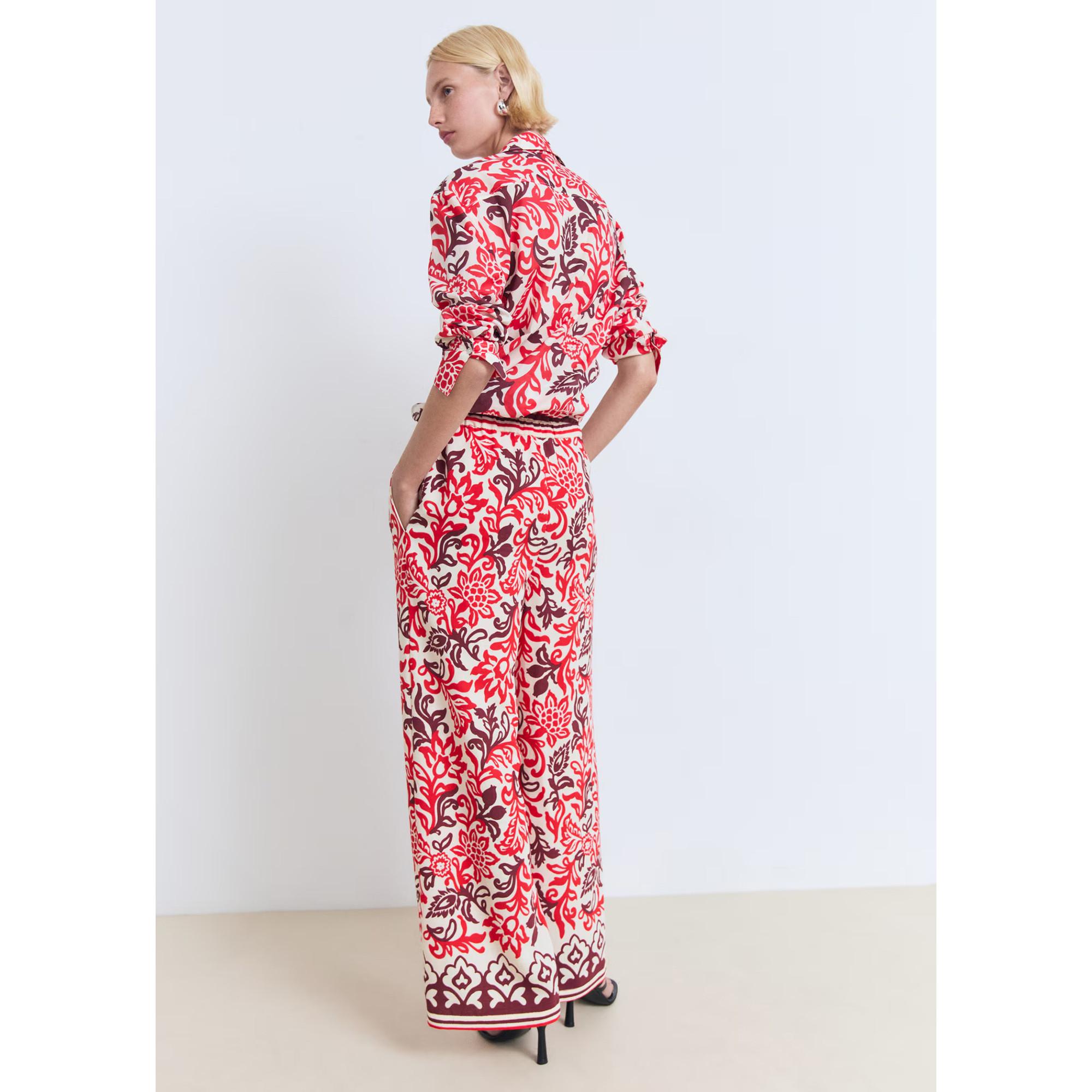 MANGO Julia Pantalon Large à Motif Floral  