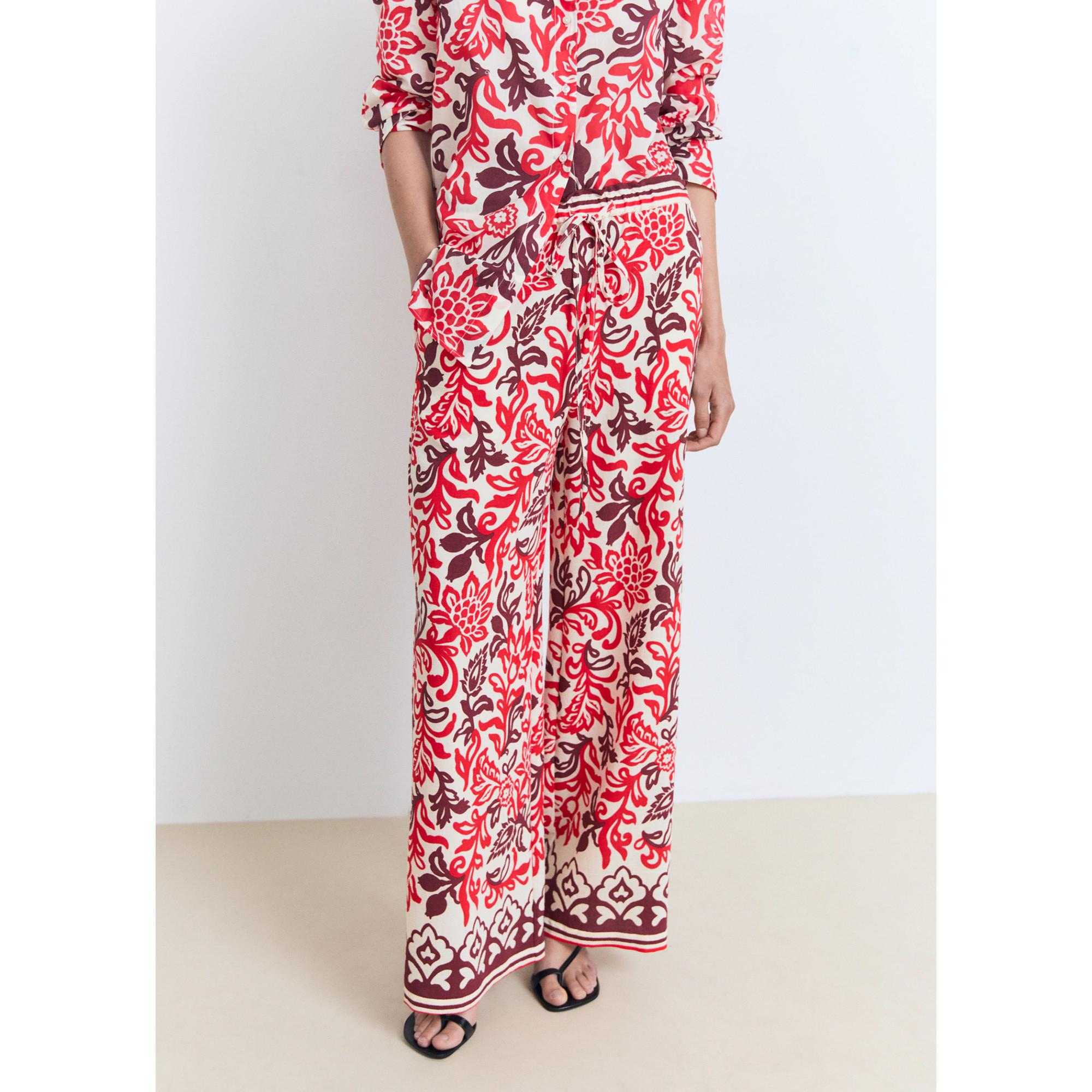 MANGO Julia Pantalon Large à Motif Floral  