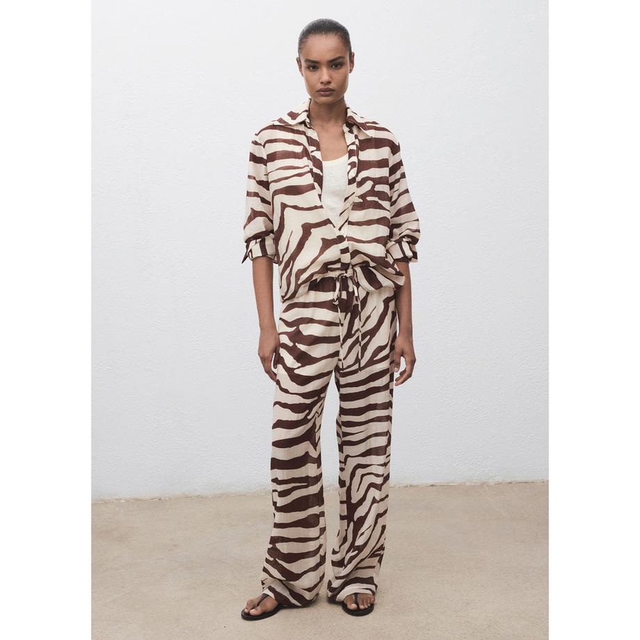 MANGO Koni Zebra Print Pantalon Coupe Droite  