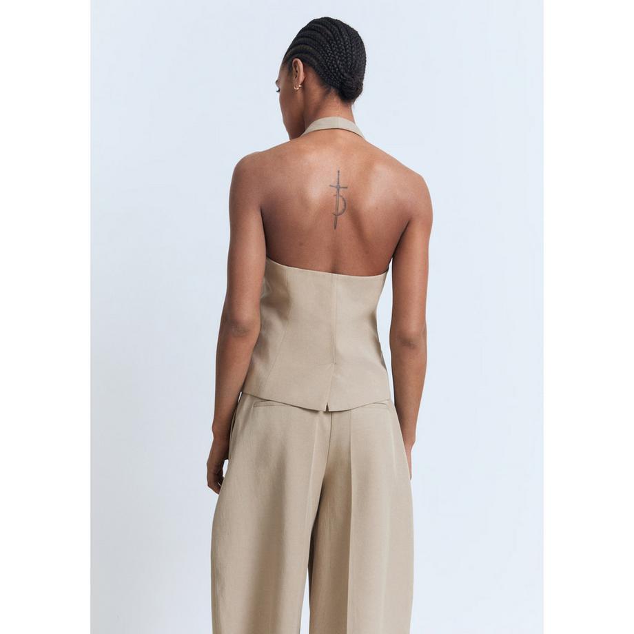 MANGO Olivia Leinen Lyocell Mischgewebe Gilet  